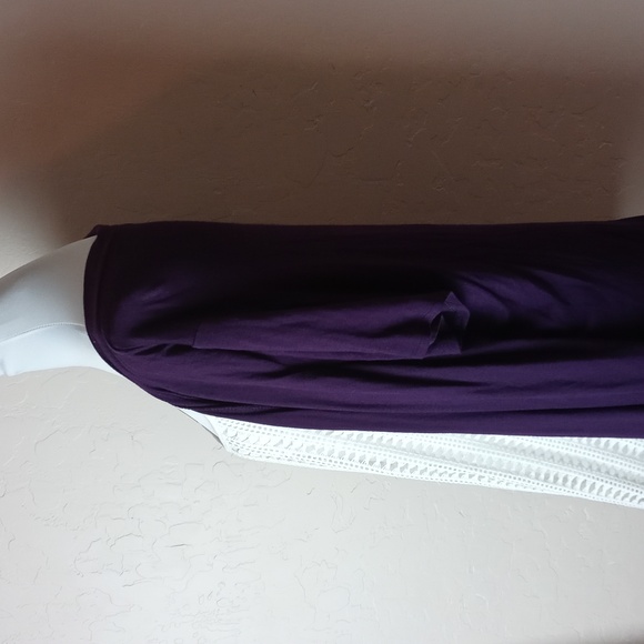 Naif Purple Open Front Cardigan with White Knit Top - Picture 3 of 7